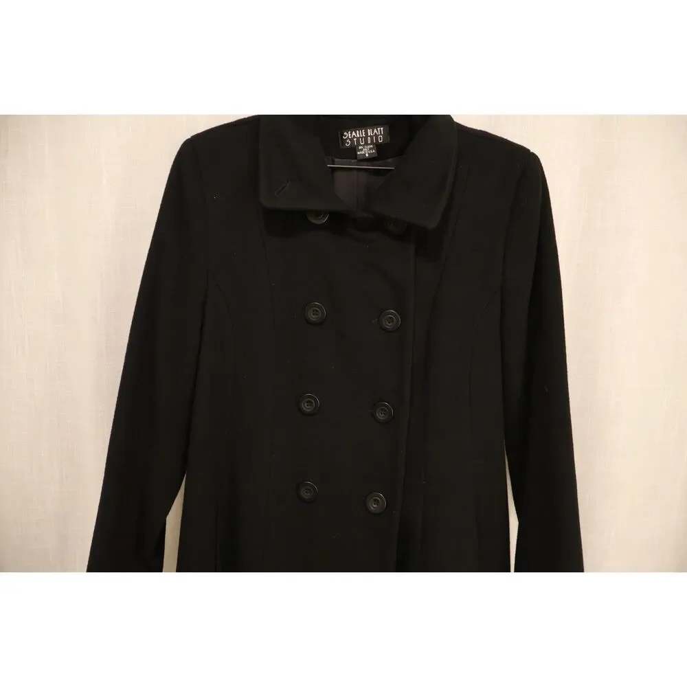 VINTAGE Cashmere Long Black Women's Coat SIZE 6 $500+ - Picture 6 of 13